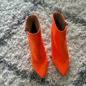 Vibrant Orange Ankle Boots for Women